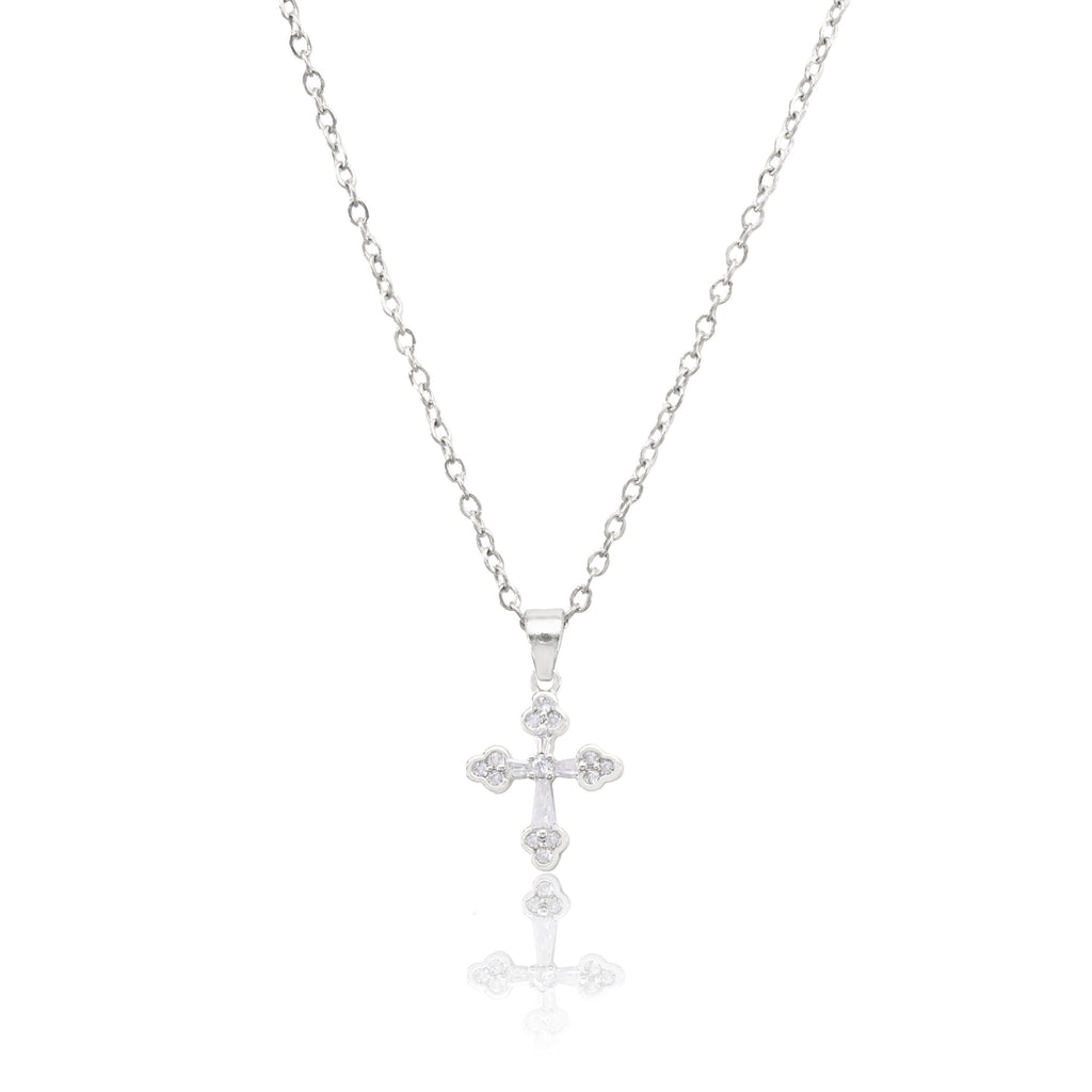 Elegant Fleur Cross Necklace