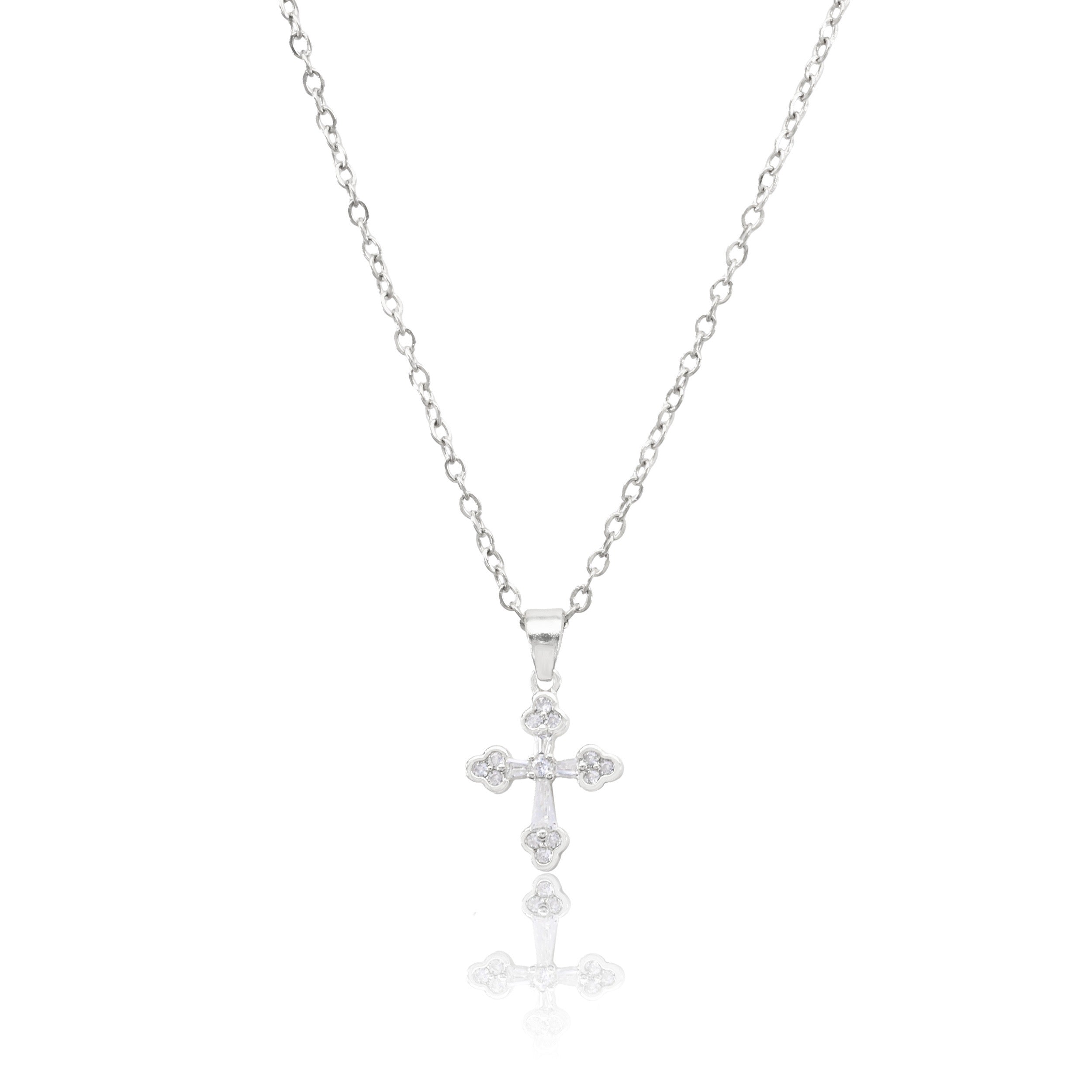 Elegant Fleur Cross Necklace