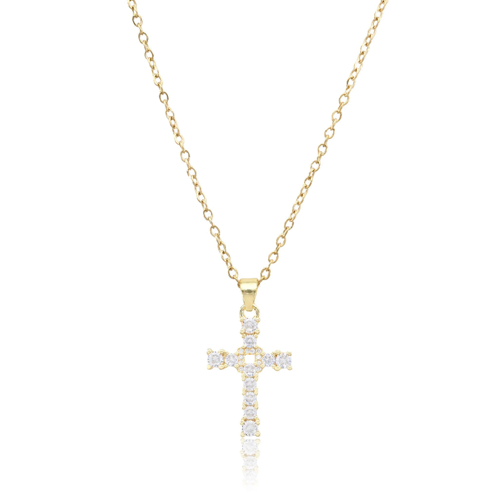 Cross with Cubic Zirconias on Nails - Gold