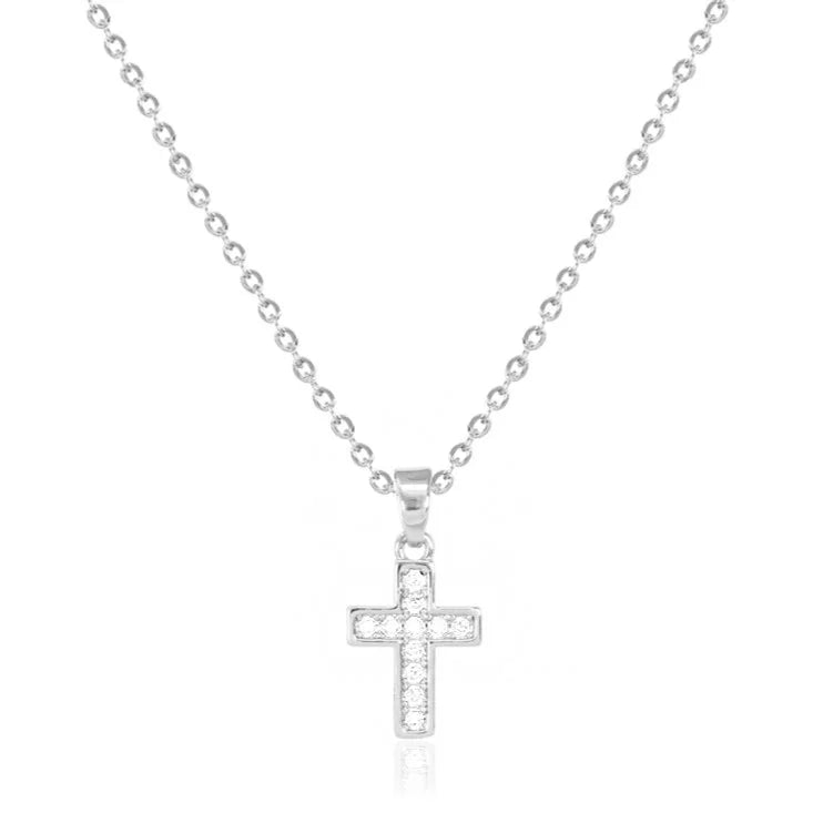 Cross with Inlaid Cubic Zirconias - Silver