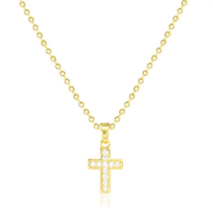Cross with Inlaid Cubic Zirconias - Gold