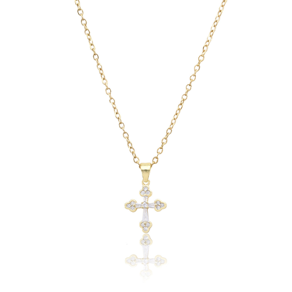 Elegant Fleur Cross Necklace
