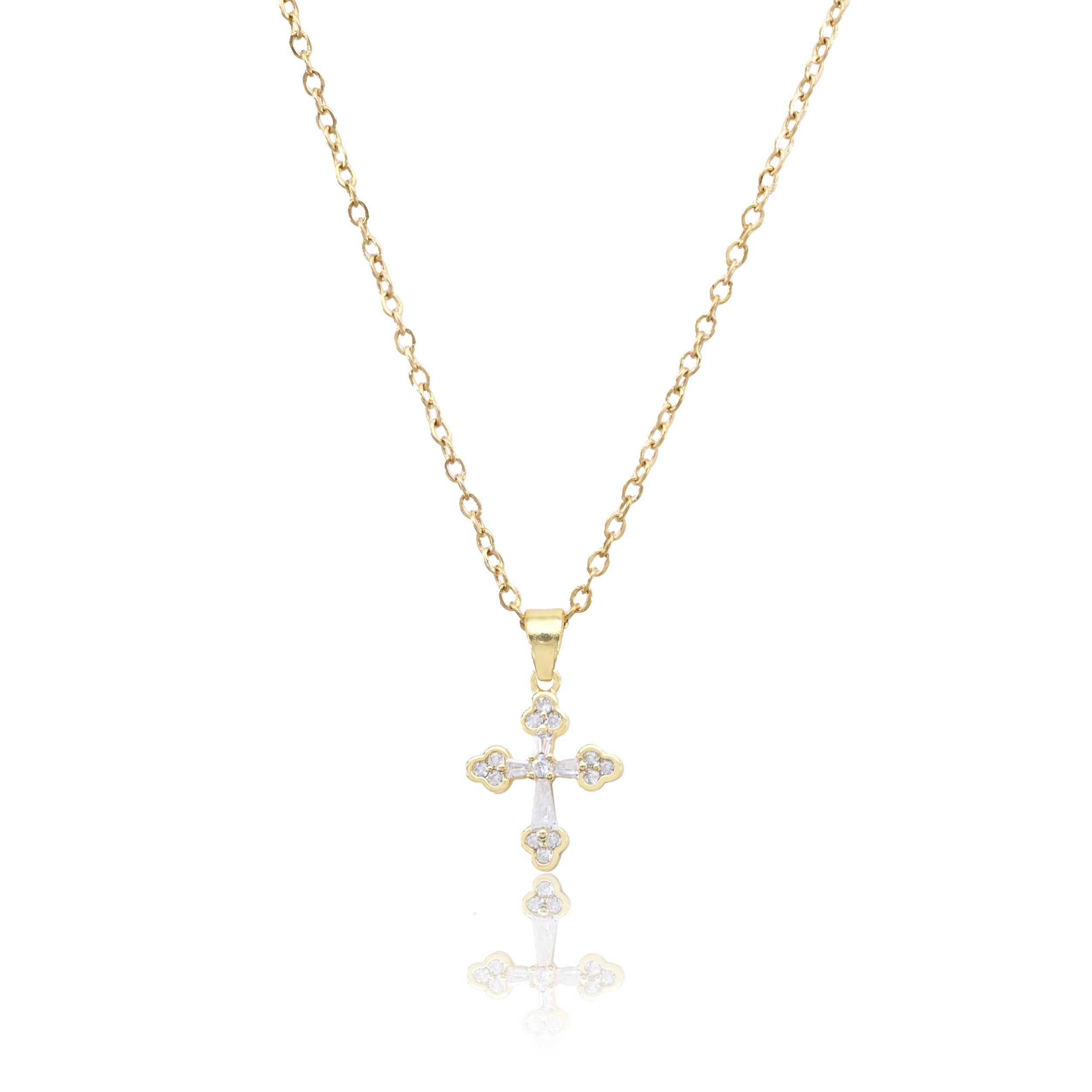 Elegant Fleur Cross Necklace