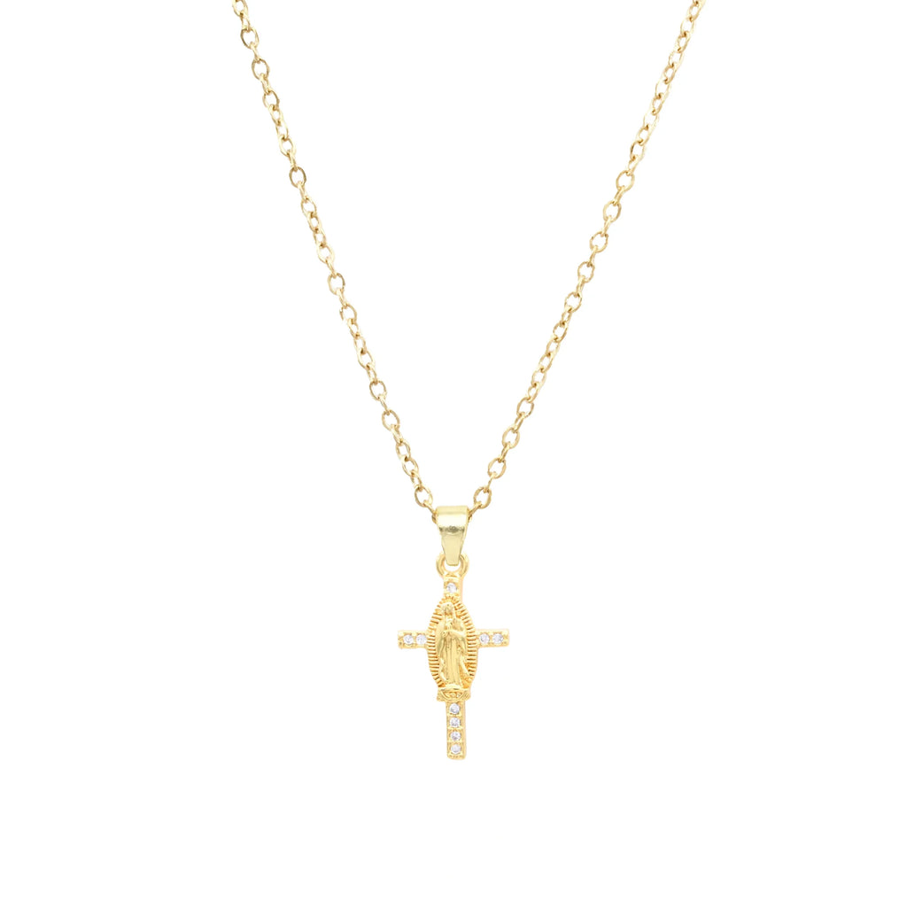 Our Lady of Guadalupe on a Cross - Gold