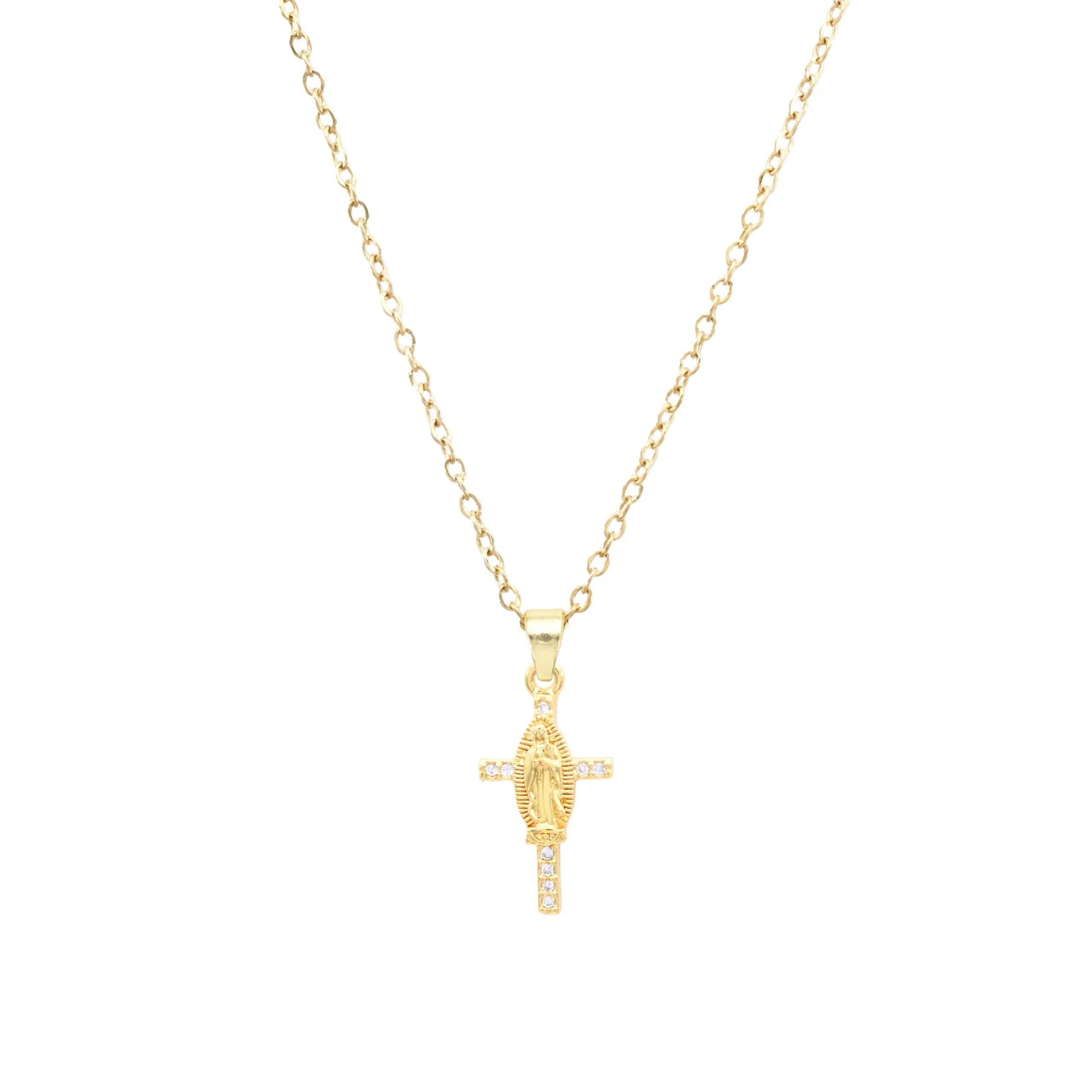 Our Lady of Guadalupe on a Cross - Gold