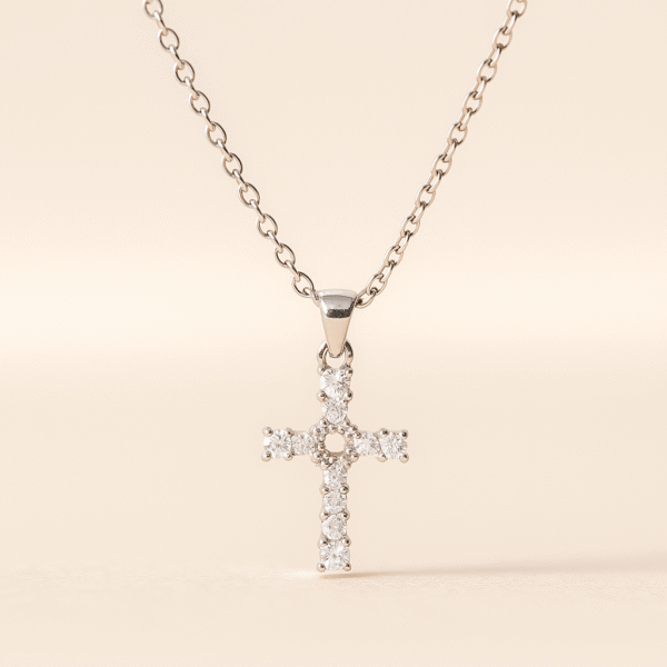 Cross with Cubic Zirconias on Nails
